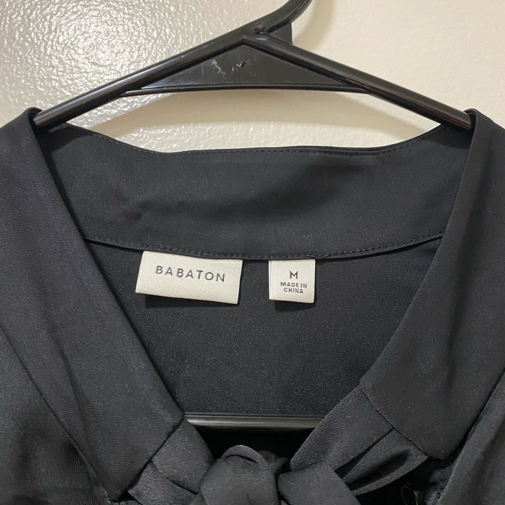 Aritzia Midnight Black Tie Blouse
